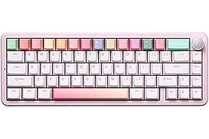 YUNZII B68 Tastiera meccanica senza fili, Tri-Mode BT5.0/2.4GHz/USB-C Hot Swappable Gasket Creamy Keyboard, RGB Backlit NKRO, tastiera carina per Win/Mac (Pink, Milk Linear V2 Switch)