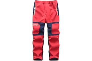 Yenwits Kinder Softshellhose gefüttert Skihose wasserdicht Thermohose Wanderhose Trekkinghose Schneehose Winter Outdoorhose Cargohose für Jungen und Mädchen