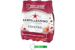 San Pellegrino Cocktail - Bevanda Italiana - Bibita Analcolica Gassata al Gusto Ginger - 6 Bottiglie PET 120cl + Portachiavi Beni Culinari in Omaggio