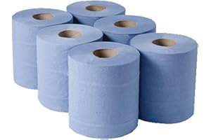 2WORK Q-Connect C2B150 - Pack de 6 bobinas de papel industrial x 150 m, 2 capas, color azul