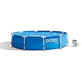 Intex 28202NP – Piscina Fuori Terra Metal Frame Rotonda, Pompa Filtro 1250 L/h, 4485 L, Acciaio e PVC, Blu, 305x76 cm