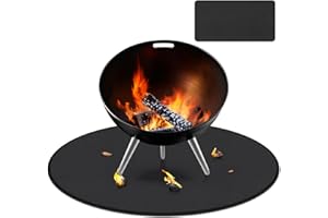 Kovshuiwe Okrągła mata do paleniska 91 cm, ognioodporna, kempingowa mata do paleniska, mata odporna na ciepło trawa, mata na taras i patio, podkładka do grilla, lekka, nadająca się do prania maty