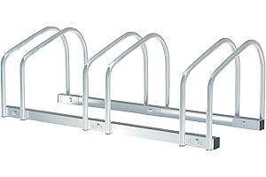 HOMCOM Râtelier 3 vélos range-vélos support de rangement pneu 65 mm sol ou mural pour VTT enfants BMX 76 x 33 x 27 cm acier argent