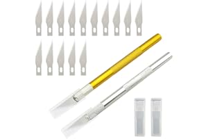 ATBUSS 2-częściowy nóż do rzeźbienia, 15-częściowy zapasowe ostrza, metalowy nóż do cięcia, drobny nóż do papieru, ręcznie robiony nóż DIY z antypoślizgową rączką, odpowiedni do biura, fabryki