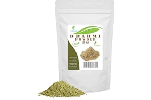 ETC COSMETIC`S BRAHMI POUDRE - 100% naturelle - utilisée pour les soins du cuir chevelu et de la peau, aide les cheveux à pousser plus longtemps et plus fort (100Gr)