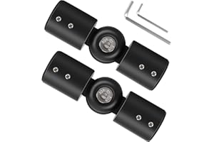 AMASAWA 2 Pezzi Connettore a Gomito incernierato, Connettore angolare per Bastoni per Tende, per Asta per Tenda da 2,5 cm, Connettore Angolare Regolabile per Asta per Tenda (A)