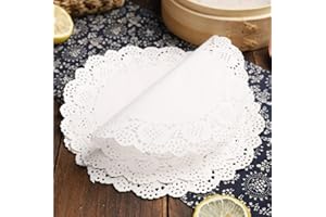 GAKA FAVOR Weiß Rund Lace Papierdeckchen Spitze(4 Zoll) Papier Deckchen ausgehöhlten 100 Stücke Papier Doily 11.5CM für Torten, Kuchen, Ideal für Hochzeiten, Geburtstagsfeier,Geschirrdekoration