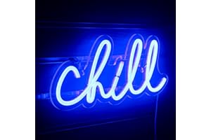 INEONLIFE Chill Enseigne Néon Signe Led Bleu Applique Murale au Néon Chill Enseignes au Néon de lettre de 14'' x 7'' pour les lumières au Néon de Décor