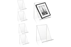 BLLREMIPSUR Pack of 6 Acrylic Book Stands, Acrylic Stands, Brochure Holder, Brochure Stand, Book Stand, Transparent Table Stand for Displaying Photos, Books, Music, Crafts