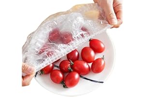 WOO LANDO 100 bolsas elásticas para conservar frescos, bolsas herméticas para frigorífico, de polietileno, para conservación de alimentos frescos, para restos, frutas, prevención de carnívoros, protección