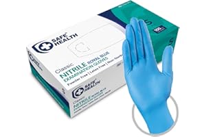Safe Health Gants Jetables d'examen en Nitrile Bleu-Taille S M L XL, Sans poudre Sans latex-Hypoallergéniques, Soins médicaux-Aliments, 3,5 Mil