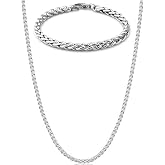 AEE&reg; Men's Necklace Bracelet Set Steel Chavin Angelus Twisted Chain 60cm-20cm 4mm