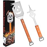 RZJZGZ 8 in 1 Multifunction BBQ Tool, 2 Pcs Outdoor Grill Spatula Set Box Pack Perfect BBQ Gifts for Men, Fork, Saw, Bottle O