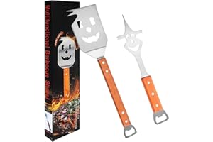 RZJZGZ 8 in 1 Multifunction BBQ Tool, 2 Pcs Outdoor Grill Spatula Set Box Pack Perfect BBQ Gifts for Men, Fork, Saw, Bottle Opener for Grilling, Barbecue Utensils Kit - Surprise for Men