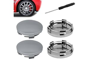 AFEION Actsime 4 Stück Nabendeckel Compatible with 60mm Radnabendeckel Radnabenabdeckung ABS Nabenkappen Felgendeckel Radnabenkappen mit Schlitzschraubendreher (Silber)