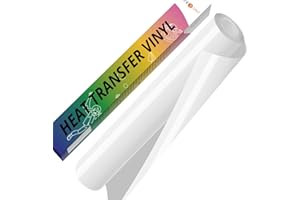 HTVRONT White Iron on Vinyl - 12" x 5ft(30.5x152CM) White HTV Vinyl for T-Shirts, White Heat Transfer Vinyl for All Cutter Machine - Easy to Cut & Weed for Heat Vinyl Design (White)