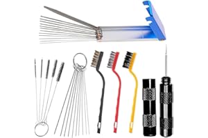RUOGUWUYE Carburetor Cleaner Kit: 32-Piece Carb Cleaning Tool Set for Engine, Airbrush, Spray Gun - Includes Jet Cleaning Needles, Wires, Brushes & Pick Tools