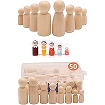 TIKATARER Holz-Pegpuppen - 10 Stück 65mm Zum Bemalen Für Kinder