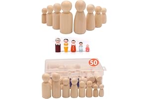 Miyobing Peg Dolls 50 Stück Holz Menschen für Kinder Malen, Holzfiguren zum Bemalen, Spielfiguren Holz Groß Basteln Kunstprojekte, Familie DIY Basteln Hochzeitsfeier Dekor
