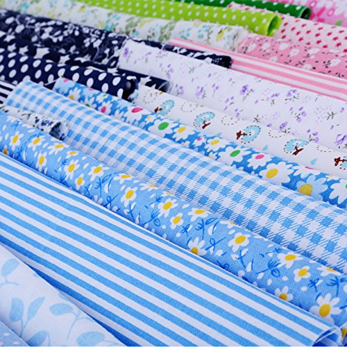 (100% Baumwolle) 42 Stück 6 Farbsystem Patchwork Stoffe 25 x 25 cm Bunte Baumwollstoff Set Stoffpaket DIY Baumwolltuch Stoffreste Paket Stoffpakete - 6