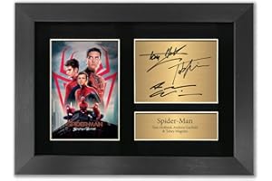 'GENERIC' BF Spider Man Autograph Tom Holland, Andrew Garfield & Tobey Maguire Signed Memorabilia A4 Printed Autograph Photo Reproduction Print Picture Display in BLACK FRAME No91