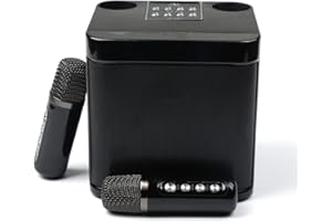 Auveach Karaoke-Lautsprecher mit 2 Karaoke-Mikrofonen, komplett kabellos, tragbar, kabellos, für Partys, Aktivitäten, Camping, unterstützt AUX USB/TF-Karte