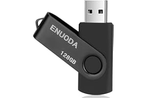 ENUODA Memory Stick 128GB USB 2.0 Flash Drives Swivel Design Storage Thumb Drive Pen Drive (Black)