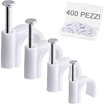 100 Pezzi Fermacavi Con Chiodo Rotondo Da 12 Mm | Clip Per Cavi Da Parete In Plastica Bianca | Per Cavi Di Rete, Elettrici E TV | Horoz Electric