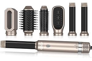 ‎UKLISS Airstyler Fönbürste UKLISS 6 IN 1, Warmluftbürste Haartrockner mit Automatischer Lockenstab, Glättbürste, Geben Sie dem Haar Volumen, Glätten, Locken und Föhnen Sie Trockenes Haar