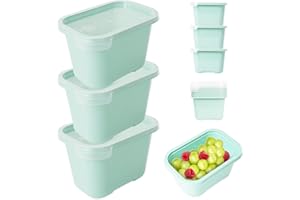 Mypicompany. Tapers para comida hermetico, 3 Piezas de 1000 ml. Envases para alimentos aptos para Microondas y Lavavajillas. Taper Plastico Color Verde.