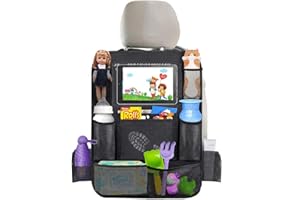 Cyleibe Backseat Car Organizer, Waterproof Car Organiser Back Seat with 10" Touch Screen Tablet Holder and 10 Storage Pockets for Kids, Tissue, Toys, Bottles, Travel Stuff