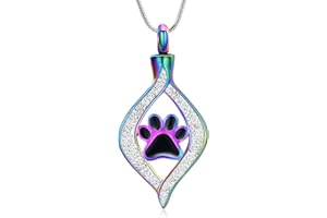 VCCWYQK Urnen-Halskette für Asche Das Auge meines Herzens Urne Keepsake mit Hund/Katze Pfote Memorial Urne Schmuck Edelstahl Memorial Geschenk für menschliche Haustier