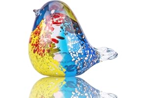 YU FENG Figurka ptaka dmuchanego szkła Ornament kolekcjonerska kolorowa realistyczna rzeźba ptaka przycisk do papieru do dekoracji wnętrz stół centralny element prezent