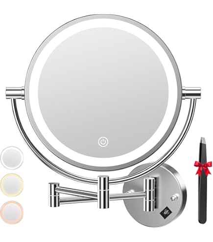 Miroir De Maquillage LED Avec Bras Réglable - éclairage Uniforme Pour Le Visage, Design Chromé
