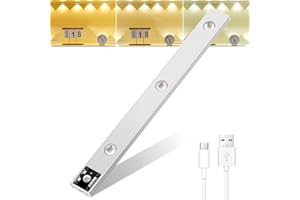 Forepin Under Cabinet Kitchen Lights 2000mAh USB-C Under Cupboard Kitchen Lights 40CM Motion Sensor Lights Indoor 3 Colors Dimmable Under Counter Lights for Under Cabinet Cupboard Counter Kitchen