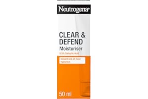 Neutrogena Clear and Defend Moisturiser 50 ml, Oil-Free Daily Face Cream for Spot-Prone Skin, with Purifying 0.5% Salicylic Acid to Help Prevent Breakouts for Smoother, Softer & Clearer Skin