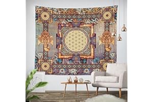 Goldbeing indischer Wandteppich Wandbehang Mandala Tuch Wandtuch Gobelin Tapestry Goa Indien Hippie-/ Boho Stil als Dekotuch/Tagesdecke indisch orientalisch Psychedelic (203 x 153cm, Rechteck)