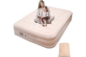 NCTOBEROWS King Inflatable Air Mattress, Air Bed Double with Built-in Electric Pump, 3 Min Self-Inflation/Deflation Airbed, Flocked Surface Guest Air Mattress for Home Portable Camping Travel 195cmx 150cm x 40cm