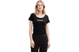 Tom Tailor Damen Basic T-Shirt mit Logo-Print