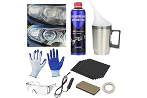 Ctopkatuo Auto Scheinwerfer Politur Aufbereitung Set, 200ml Reparatur Bedampfen FlüSsigkeit, Scheinwerfer Dampf Restaurations Set Mit Handschuhe Und Schutzbrille