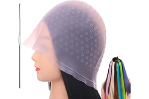 Trendyfave Highlighting Cap,Pre-punched with Holes Silicone Highlighting Cap and Hook Kit,Reusable Hair Coloring Dye Cap,For Salon Hair Color Hairdressing Kit,At Home DIY Hair Highlighting Kit