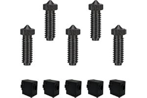 HIKUDIY 5PCS 0.4mm Hardened Steel Volcano Nozzles and Silicone Socks Kit for Anycubic Kobra 2 Series, 3D Printer Parts Extruder Hotends Nozzles Kit for Anycubic Kobra 2/2 Neo/2 Pro/2 Plus/2 Max