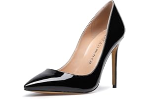 CASTAMERE Zapatos de Tacón Mujer Tacón de Aguja 10CM PU Negro Zapatos EU