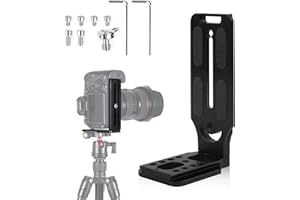Aicharynic Soporte en L Placa de liberación rápida - Soporte universal para cámara DSLR en forma de L, vertical, aluminio, compatible con la mayoría de trípodes/monopies/estabilizadores de cardán