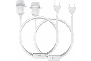 ‎PABANCE 2xE27 Lampenfassung mit Kabel, Lampenfassung mit Schalter mit EU Stecker, E27 Fassung mit Kabel für Lampenaufhängung Pendelleuchte Hängeleuchte Weiß