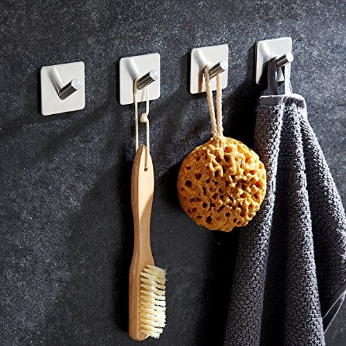 XY Life Wandhaken Türhaken Kleiderhaken Handtuch Racks Wand Haken halter, mit 3M selbstklebend, ohne bohren Badezimmerhaken für Küche und Bad, Edelstahl, 4 PCS Set - 2