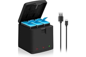 CS COOLSHOW COOLSHOW Chargeur Batterie Hero 9/10 Chargeur USB à 3 canaux Compatible avec GoPro Hero 9 Black et GoPro HERO10 Black Chargeur Triple Type-C avec indicateur LED