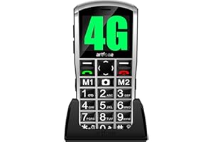 Artfone A400 Téléphone portable senior 4G grosses touches caméra 2 MP haut-parleurs stéréo heure SOS USB-C charge écran 2,4"