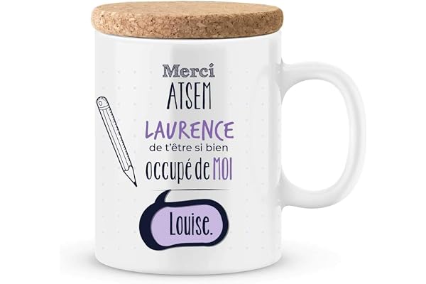 Cadeau atsem - Mug à personnaliser avec votre prénom pour atsem - idée cadeau atsem
