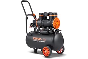 VEVOR Compresor de Aire Silencioso de 24L Compresor de Aire sin Aceite 1450W 2 CV Presión Máxima de 3,5 Mpa Motor sin Aceite 70dB para Reparación de Automóviles Inflado de Neumáticos Pintura a Pistola